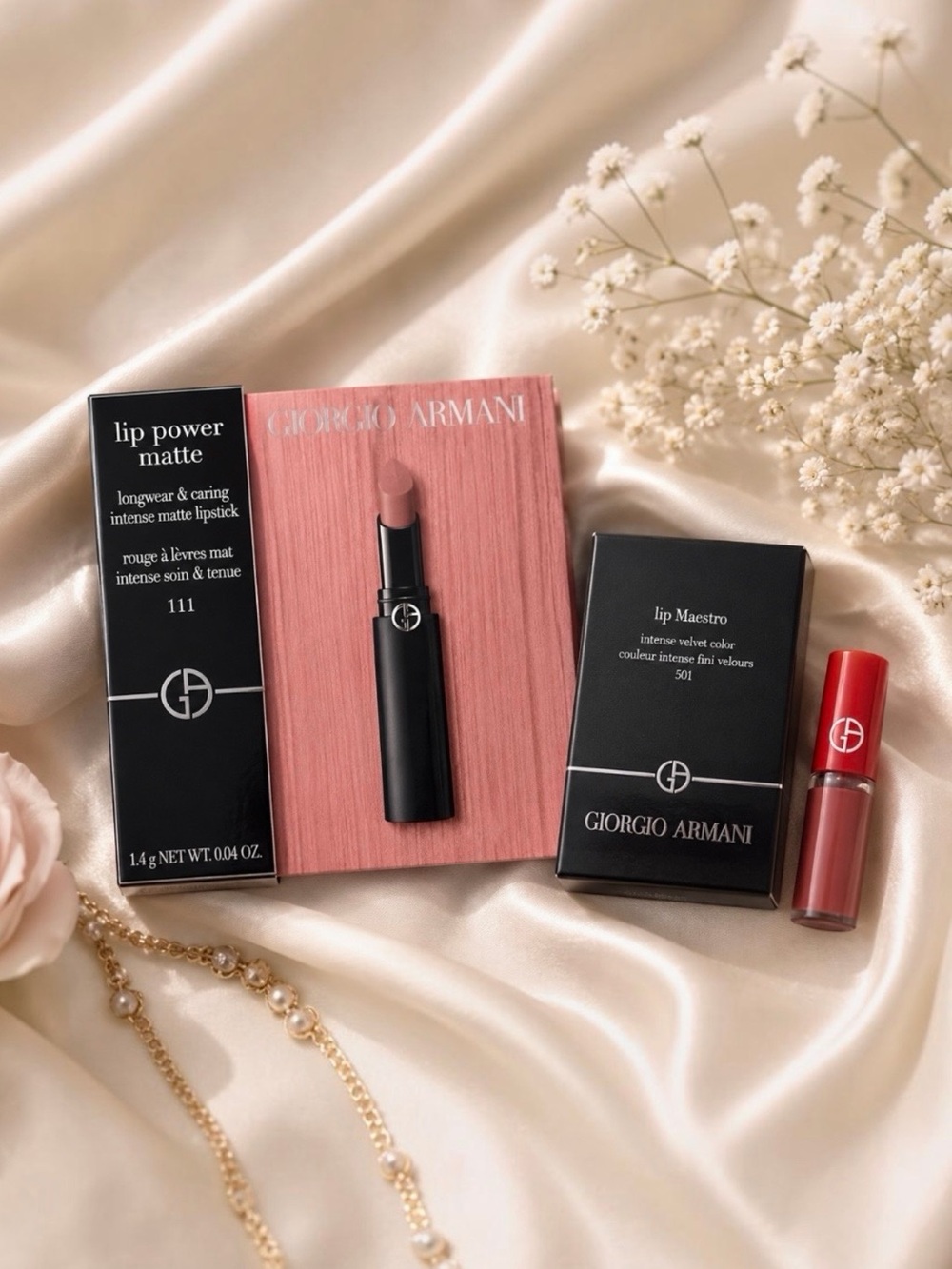 Giorgio Armani 
Lip Power Matte + Lip Maestro Sample Set
